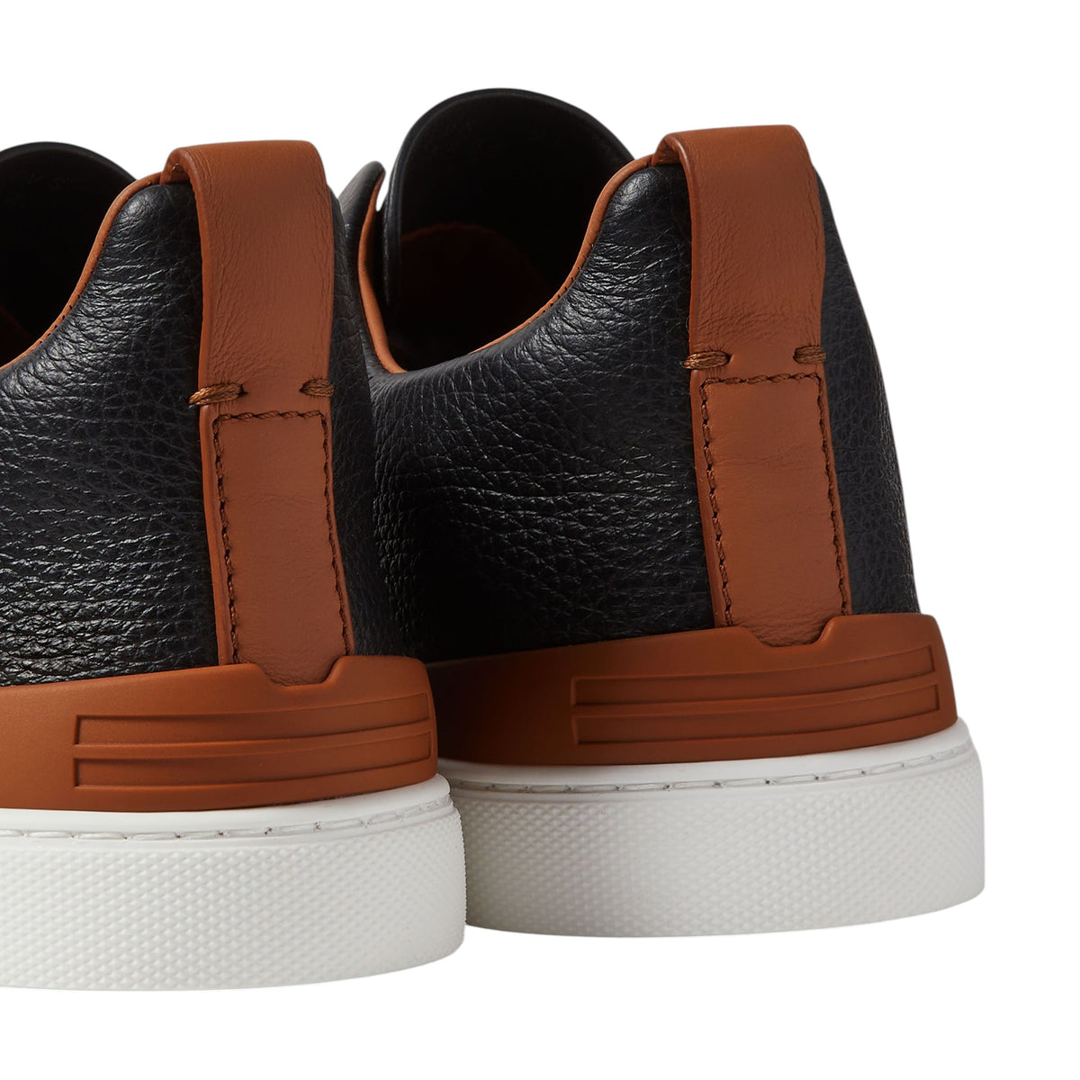 Z.E.G.N.A Black Leather Triple Stitch™ Sneakers