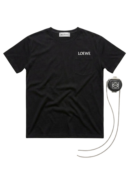 Oversized Black T-Shirt with Detachable Mini Crossbody Bag – Hello Studio x LOEWE Edition