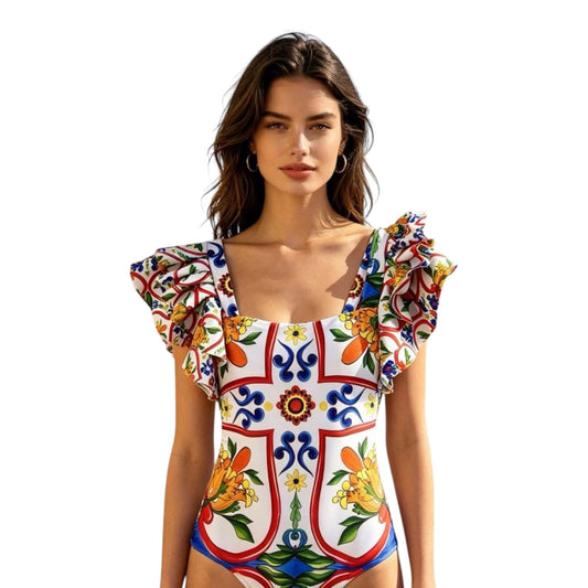 D·O·L·C·E & G·A·B·B·A·N·A Majolica Print Canvas and Leather Tote Bag