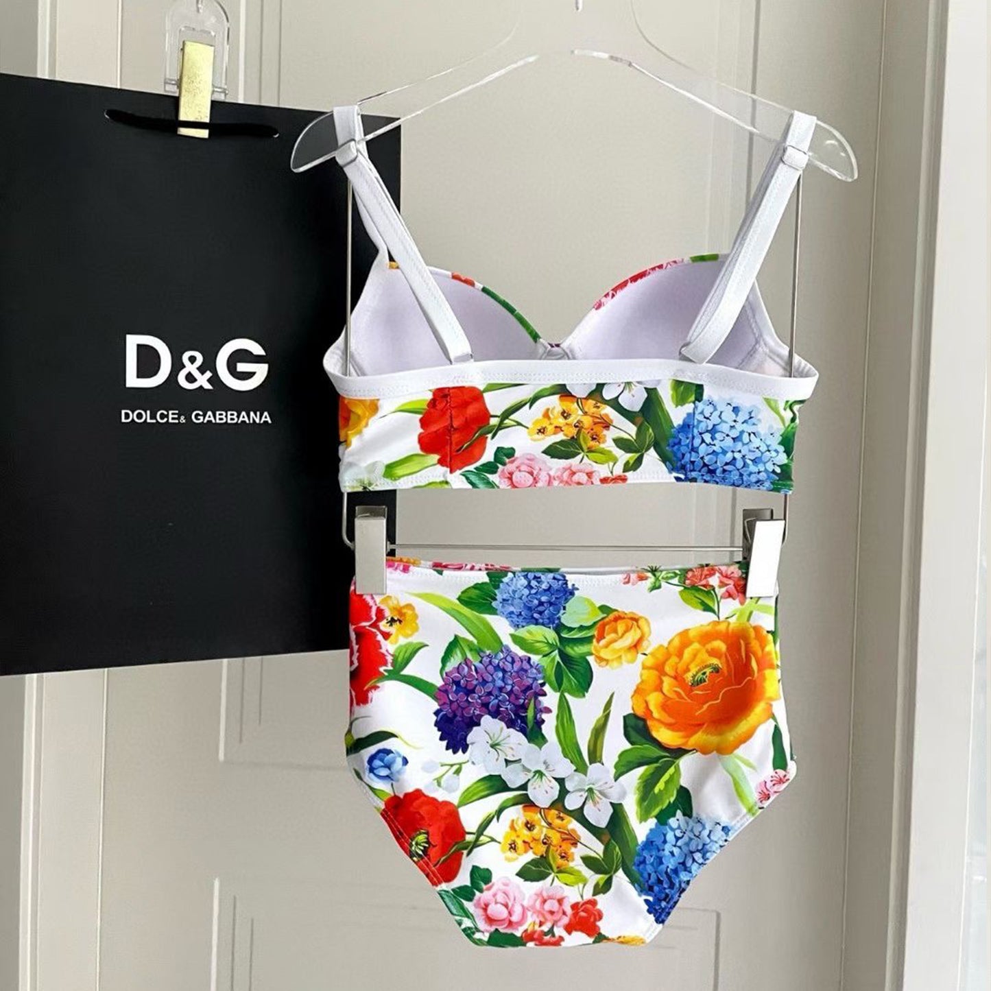 D.O.L.C.E & G.A.B.B.A.N.A Floral Print High-Waisted Two-Piece Swimwear Set