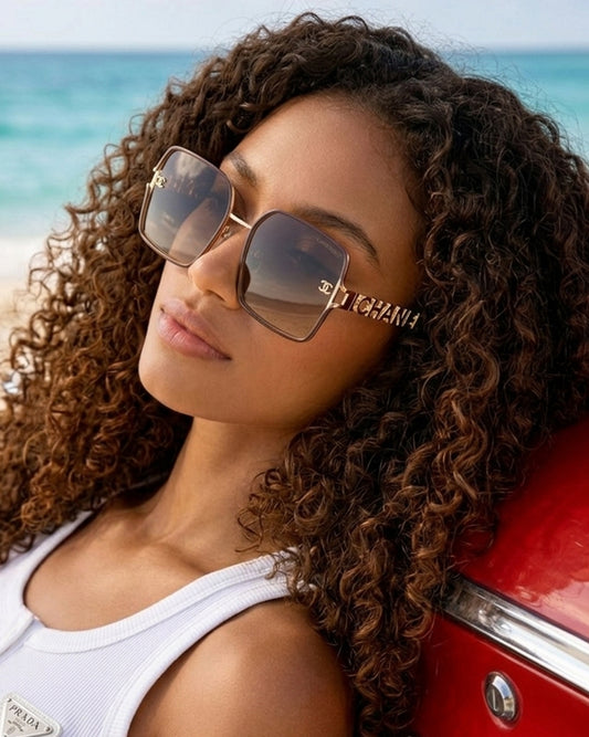 C H A N E L Square Sunglasses – Gold & Tortoise with Brown Gradient Lenses
