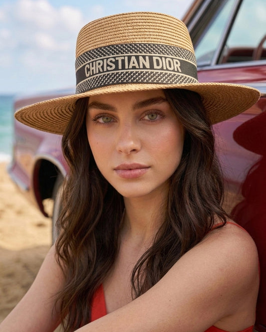 C.h.r.i.s.t.i.a.n  D.i.o.r  Luxury Straw Boater Hat