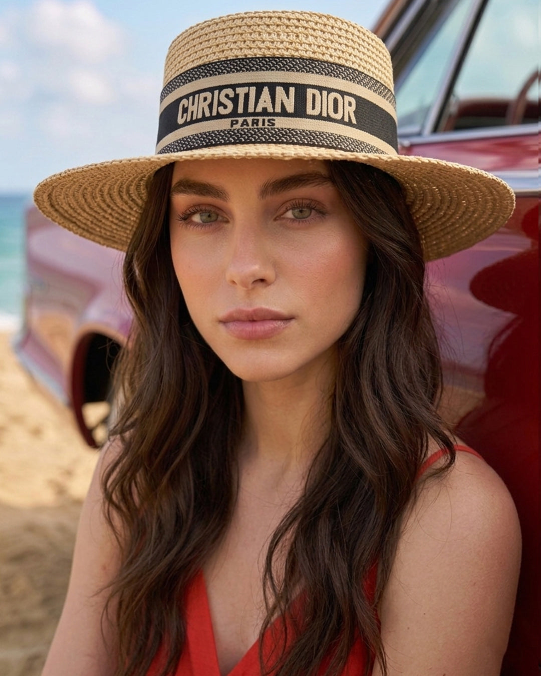C.h.r.i.s.t.i.a.n  D.i.o.r  Luxury Straw Boater Hat