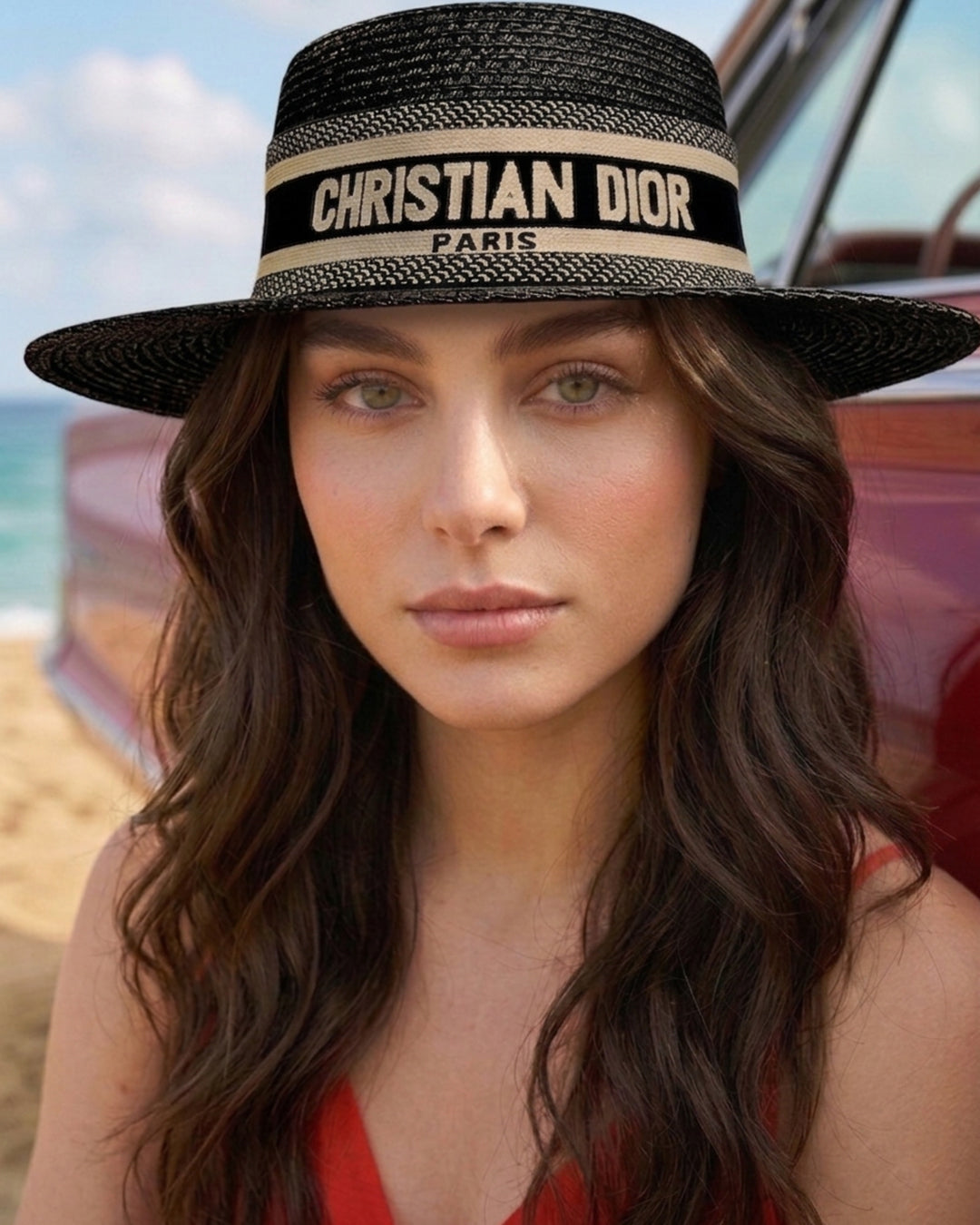 C.h.r.i.s.t.i.a.n  D.i.o.r  Luxury Straw Boater Hat