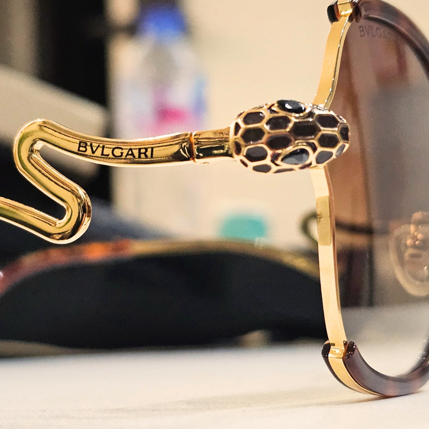 B V L G A R I Serpenti Butterfly Sunglasses - Brown