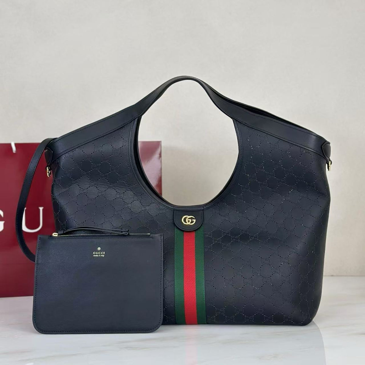 G.u.c.c.i Giglio tote bag GG leather