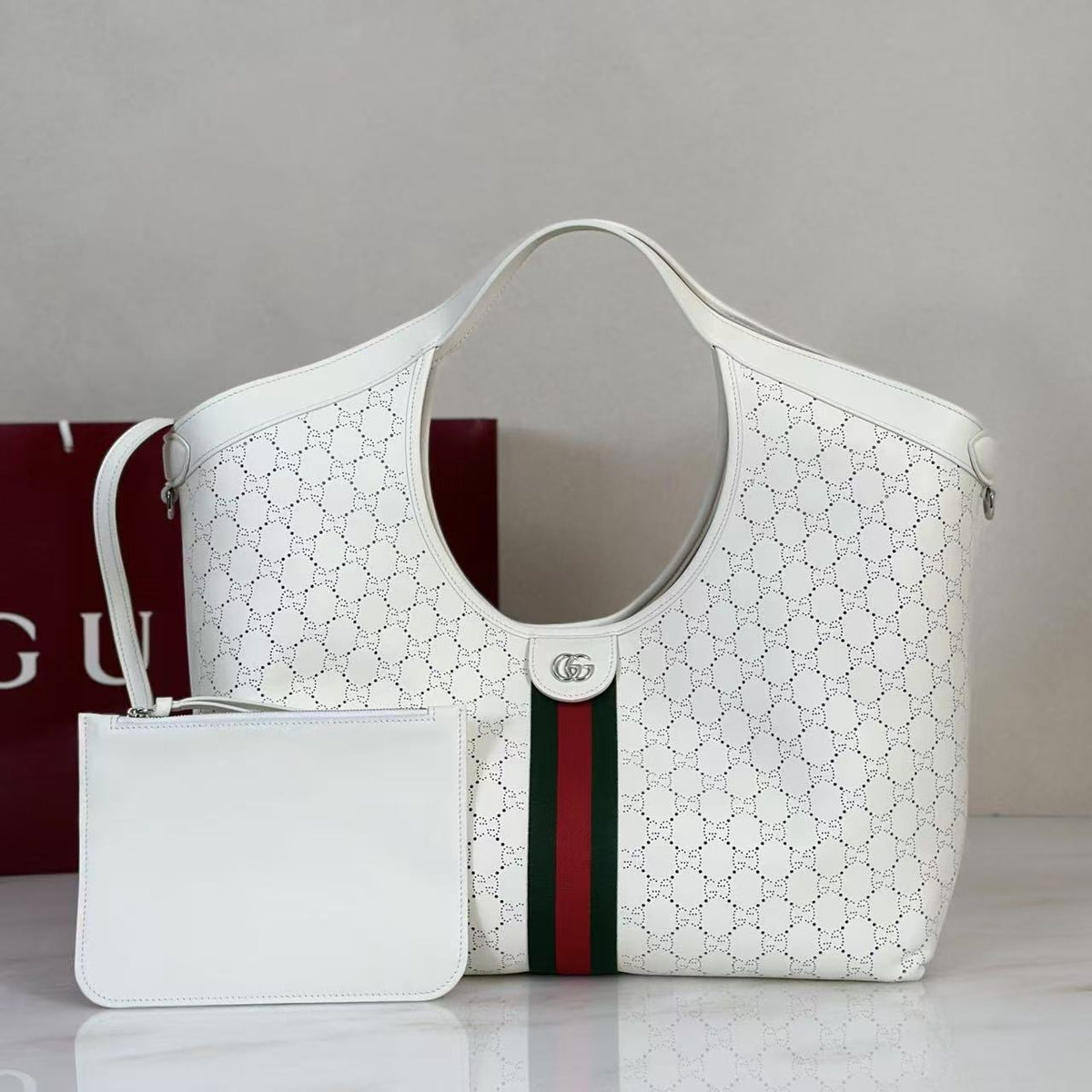 G.u.c.c.i Giglio tote bag GG leather