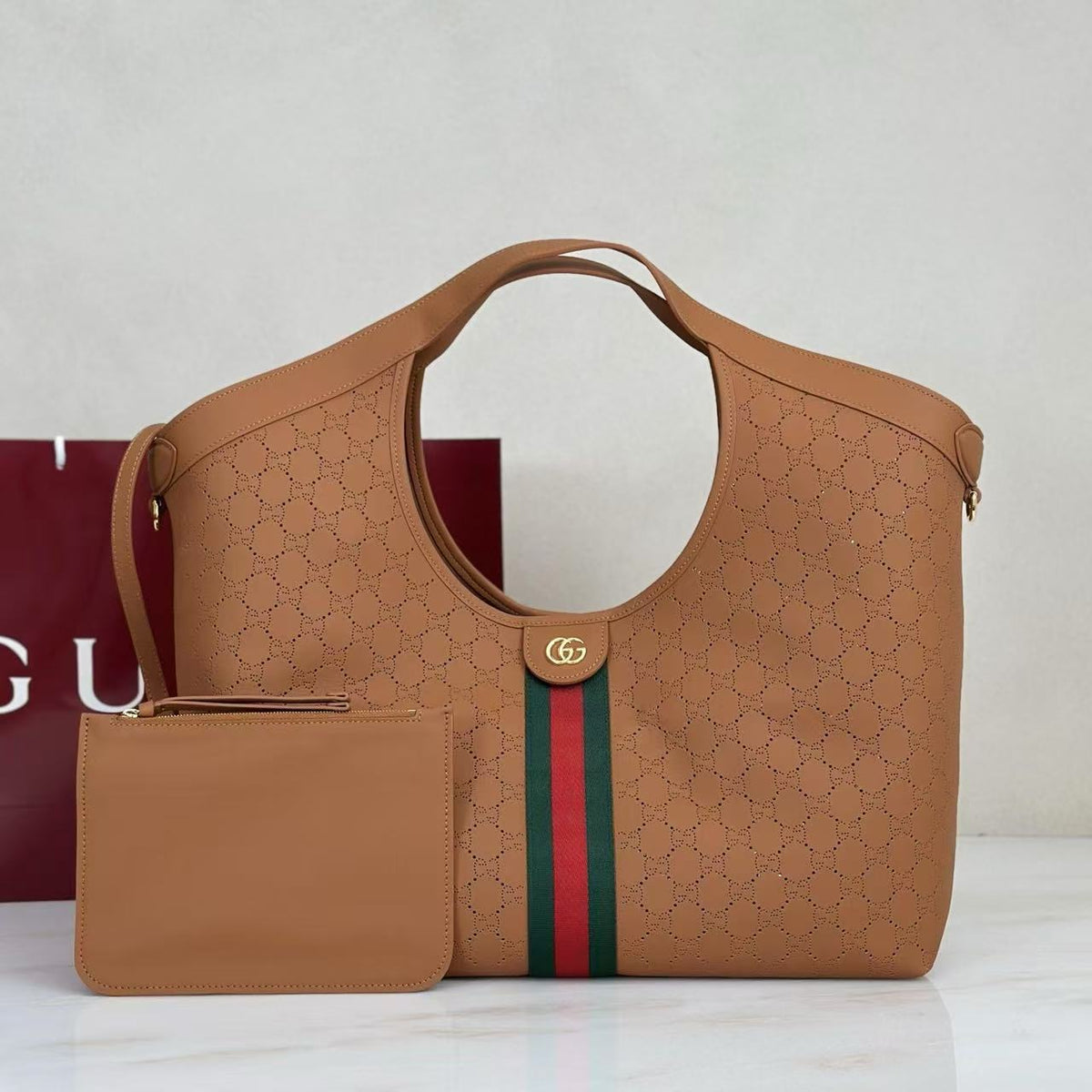 G.u.c.c.i Giglio tote bag GG leather