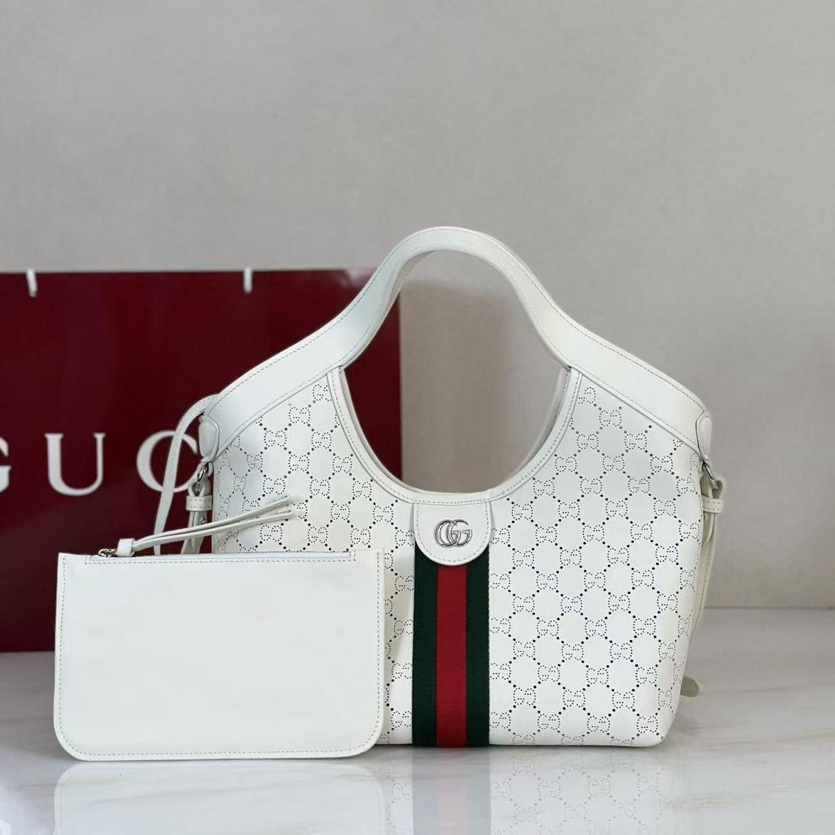 G.u.c.c.i Giglio tote bag GG leather