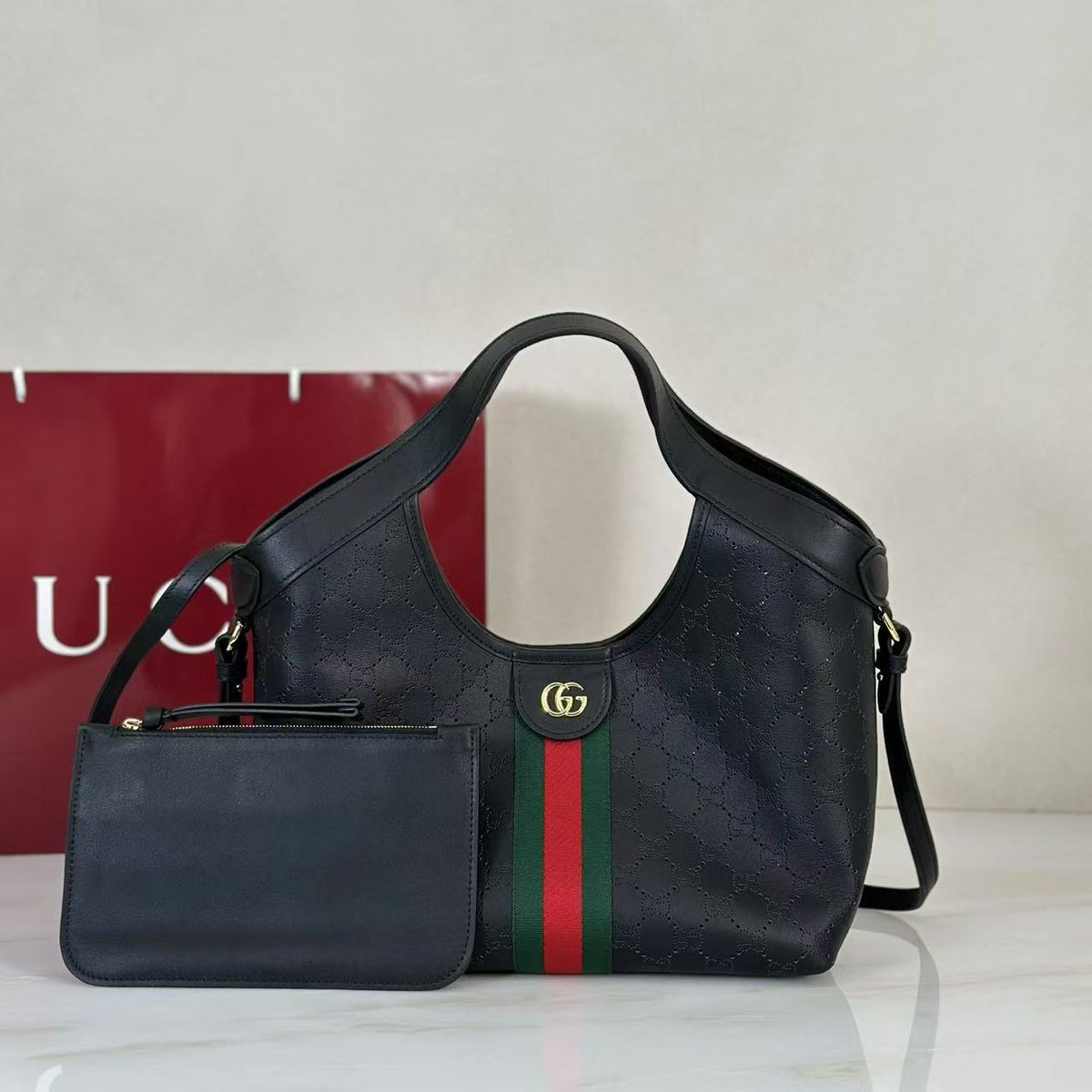 G.u.c.c.i Giglio tote bag GG leather