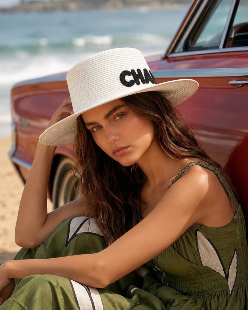 C.h.a.n.e.l Signature Straw Boater Hat – Summer Collection