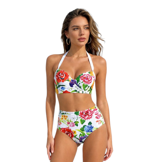 D.O.L.C.E & G.A.B.B.A.N.A Floral Print High-Waisted Two-Piece Swimwear Set