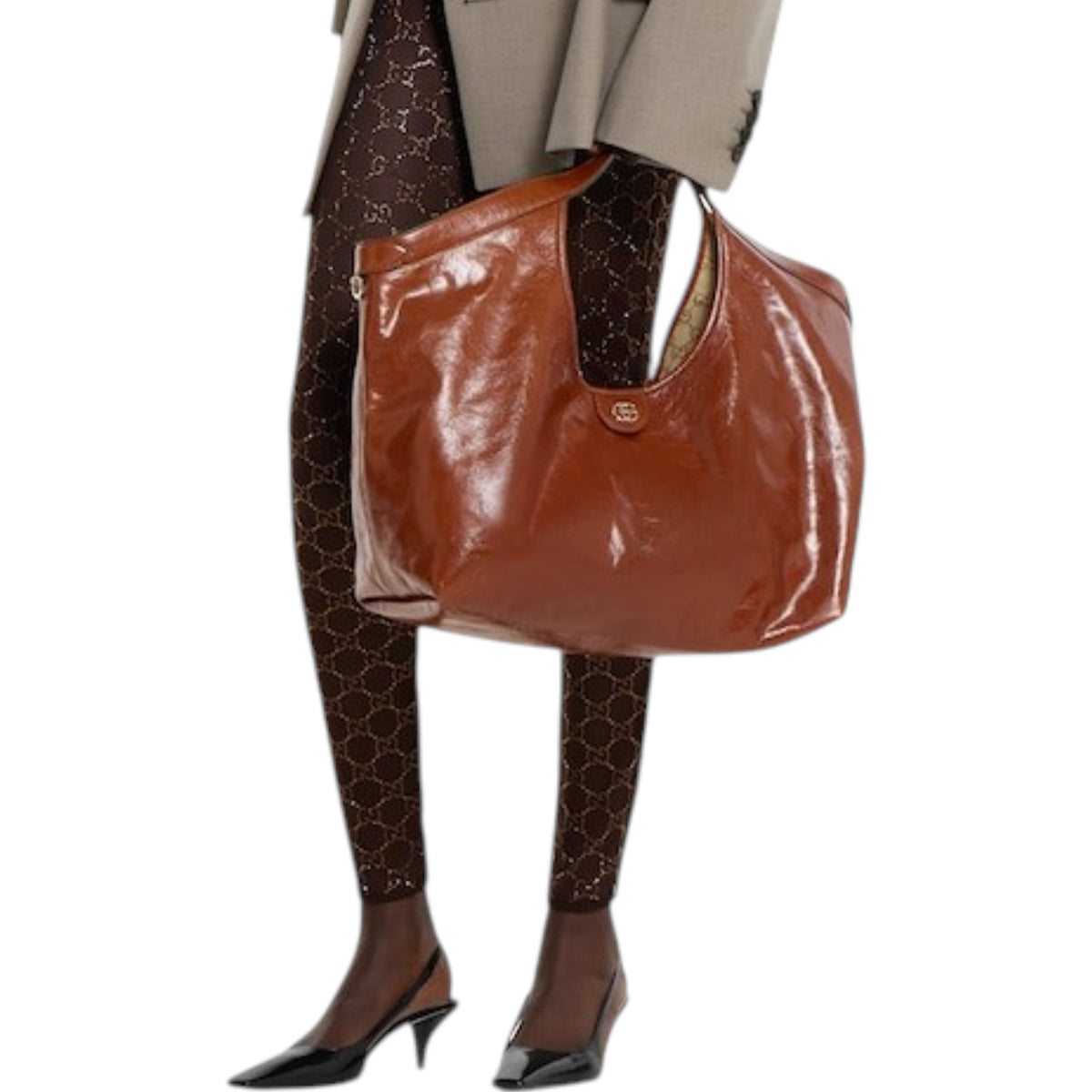 G.u.c.c.i Giglio tote bag leather Black & Brown