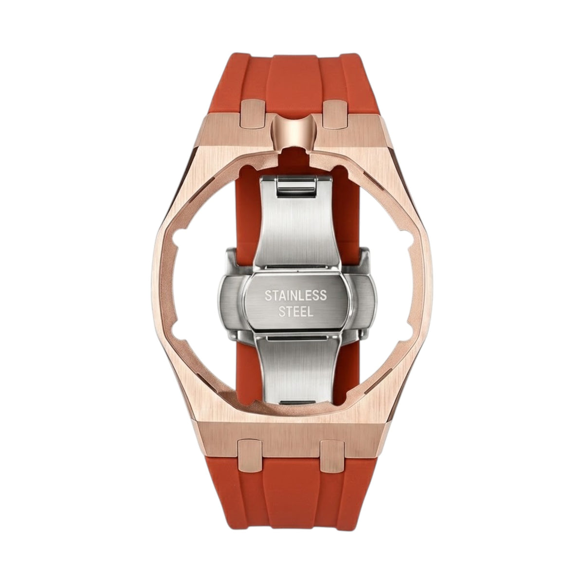 Royal Rose Gold Frame Steel & Silicone Strap