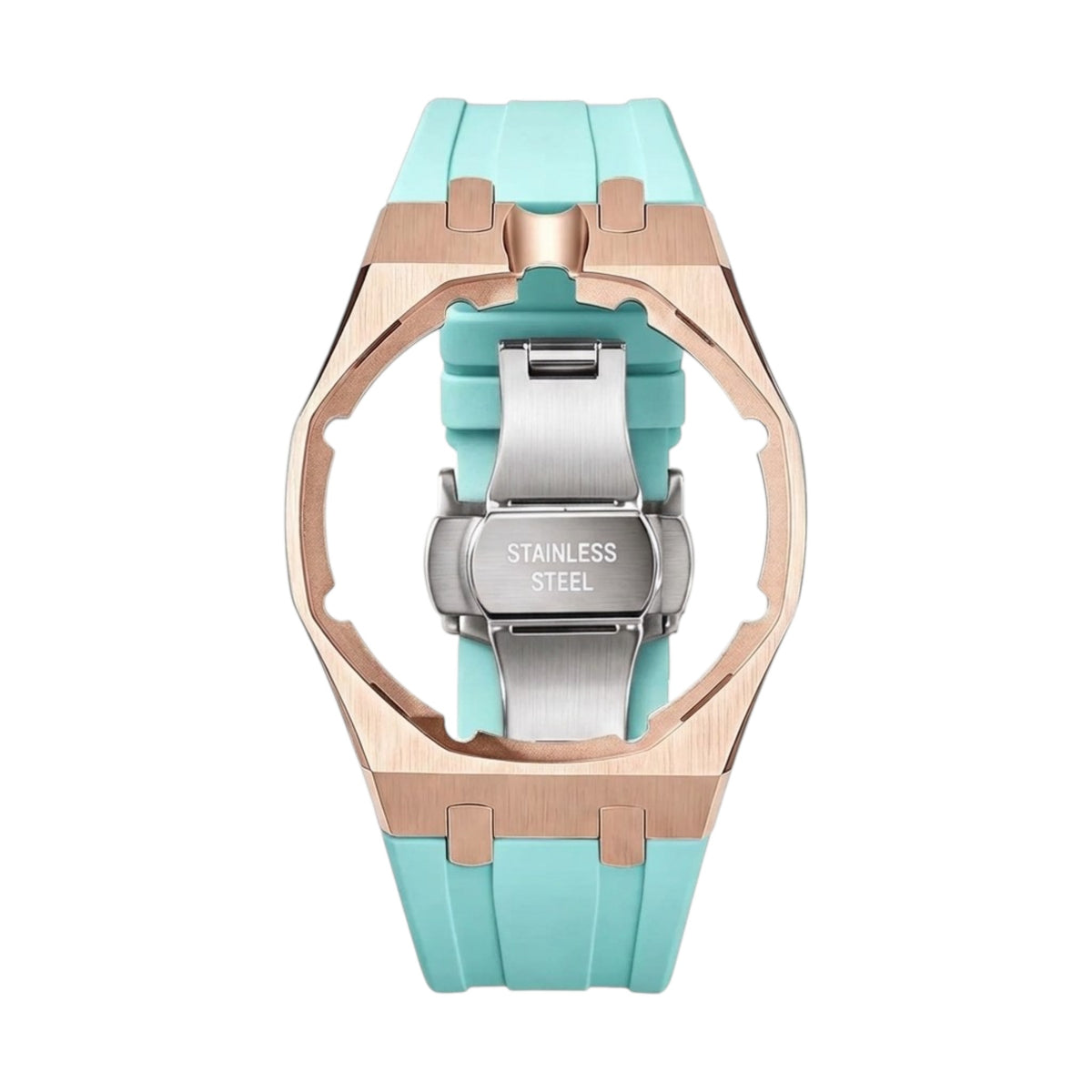 Royal Rose Gold Frame Steel & Silicone Strap