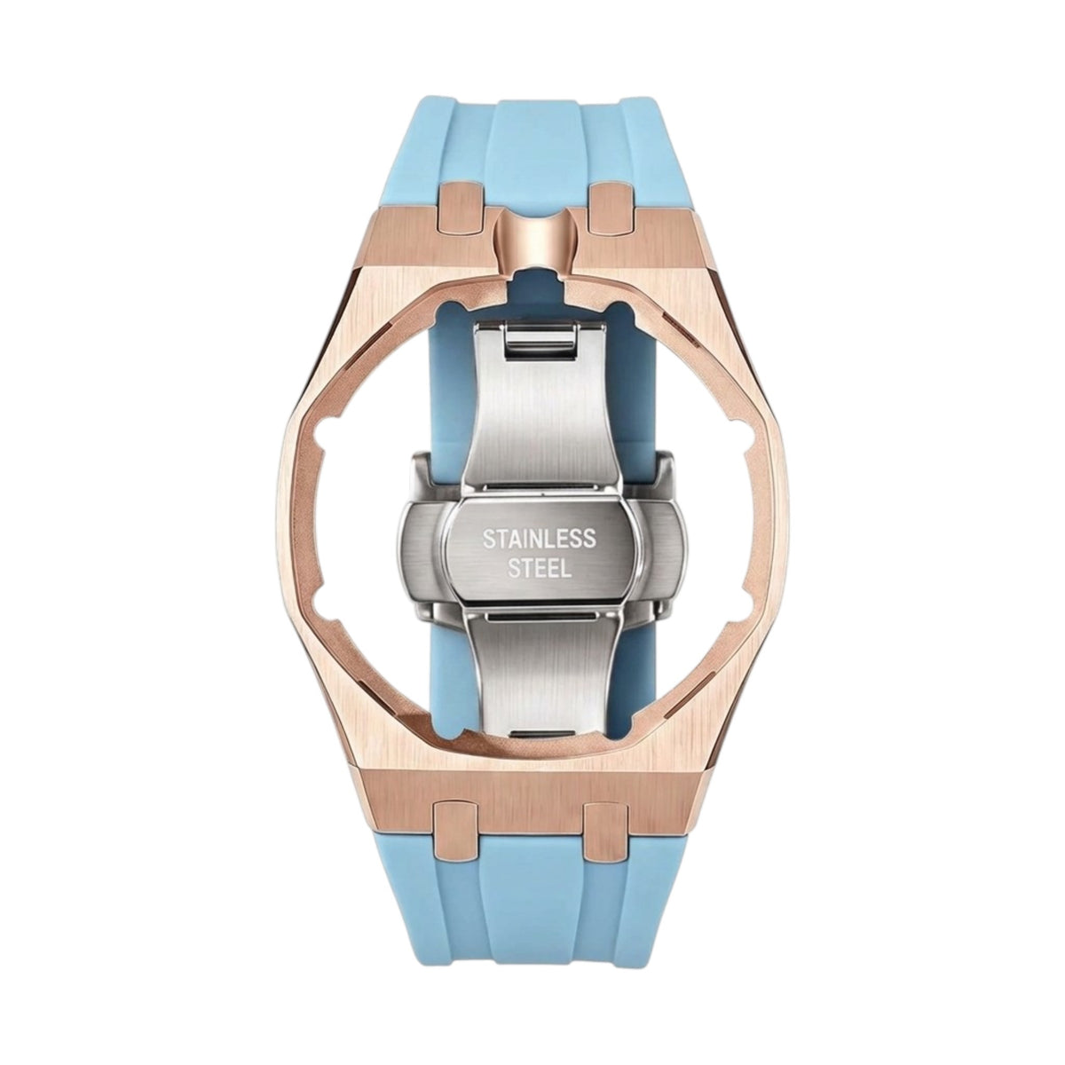 Royal Rose Gold Frame Steel & Silicone Strap