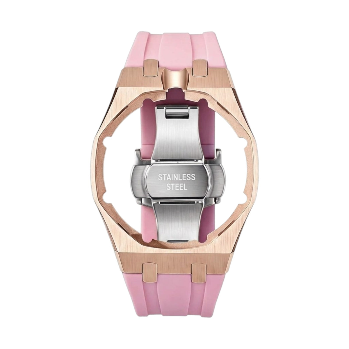 Royal Rose Gold Frame Steel & Silicone Strap