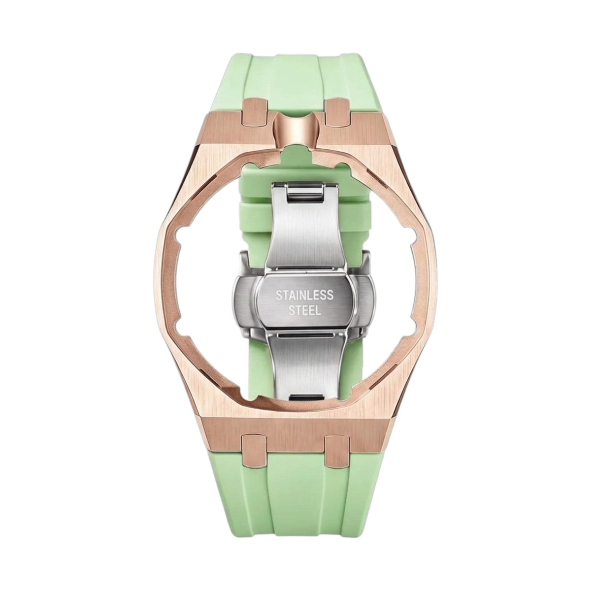 Royal Rose Gold Frame Steel & Silicone Strap