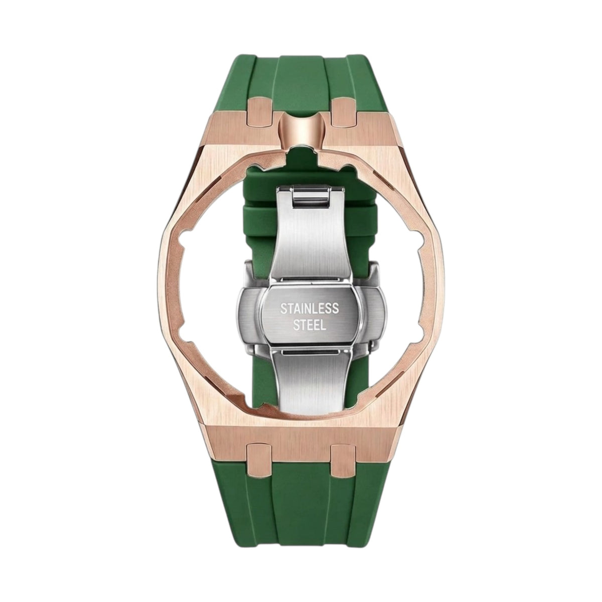 Royal Rose Gold Frame Steel & Silicone Strap