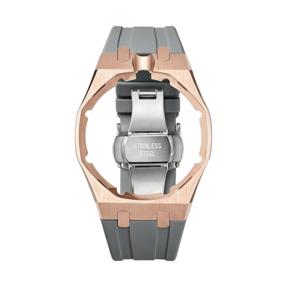 Royal Rose Gold Frame Steel & Silicone Strap