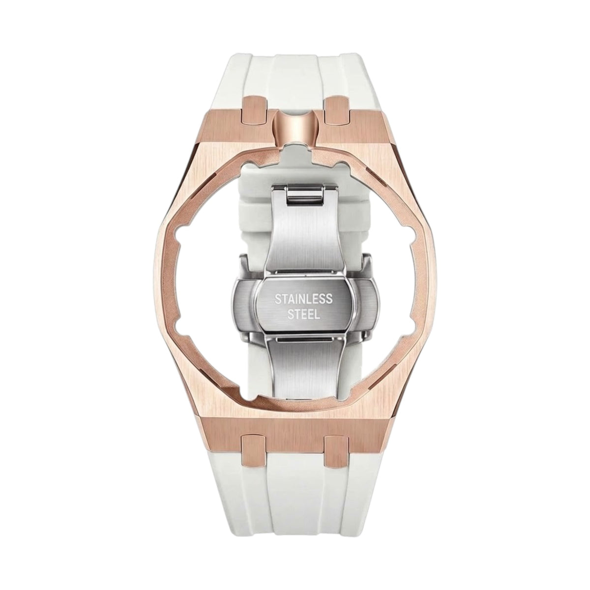 Royal Rose Gold Frame Steel & Silicone Strap