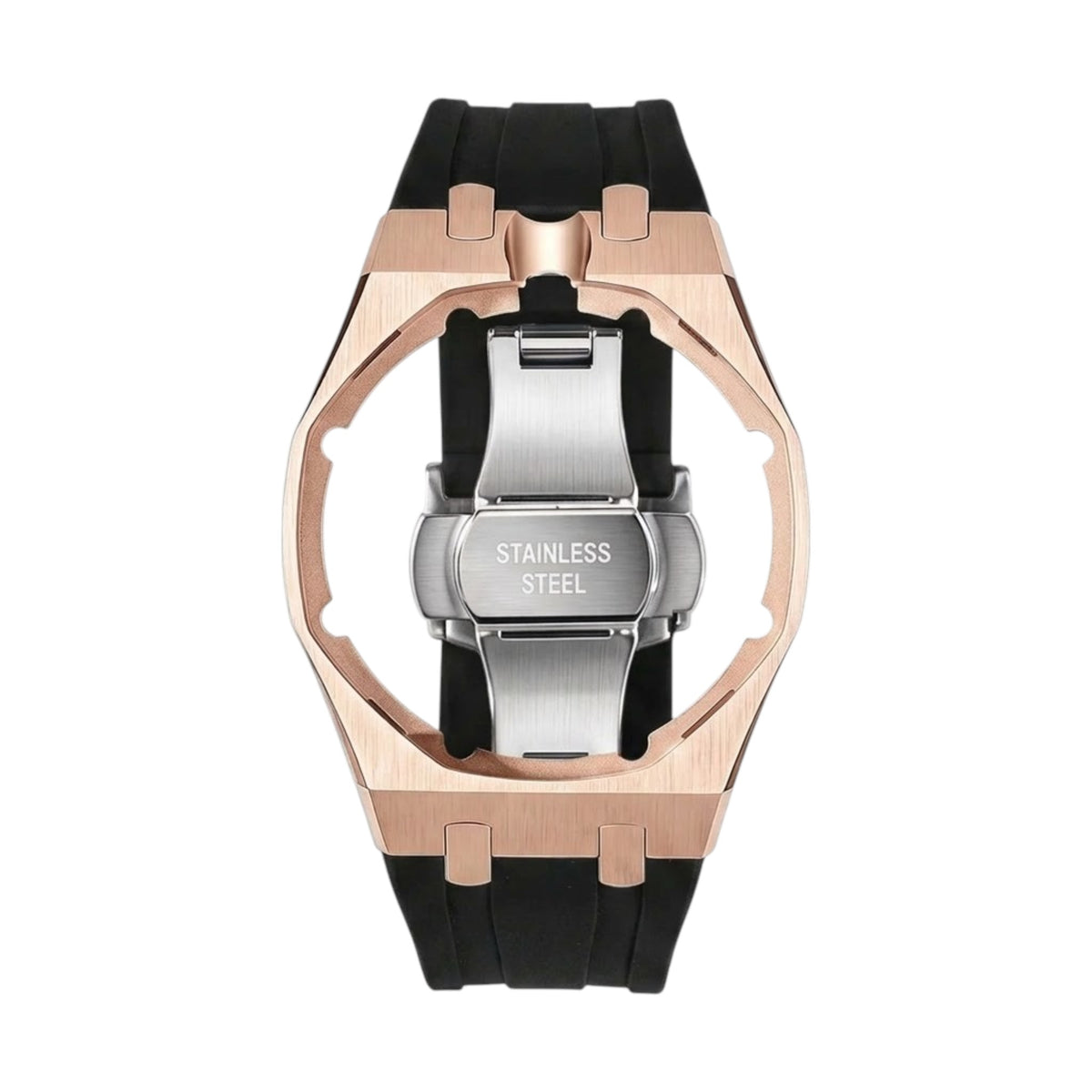 Royal Rose Gold Frame Steel & Silicone Strap