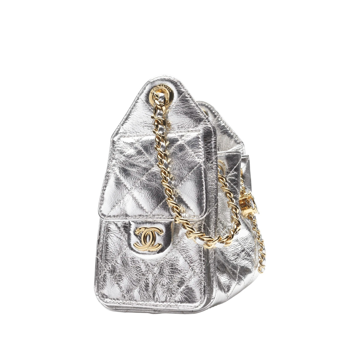 C.H.A.N.E.L 25 Metallic Calfskin & Gold-Tone Metal  Silvery