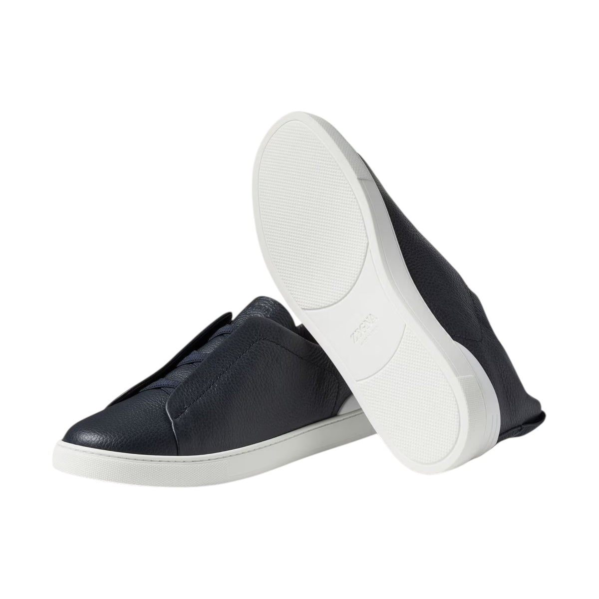 Navy Blue Leather Triple Stitch™ Sneakers