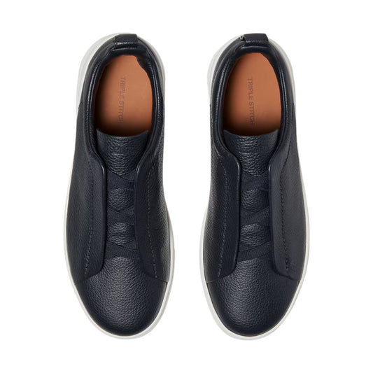 Navy Blue Leather Triple Stitch™ Sneakers