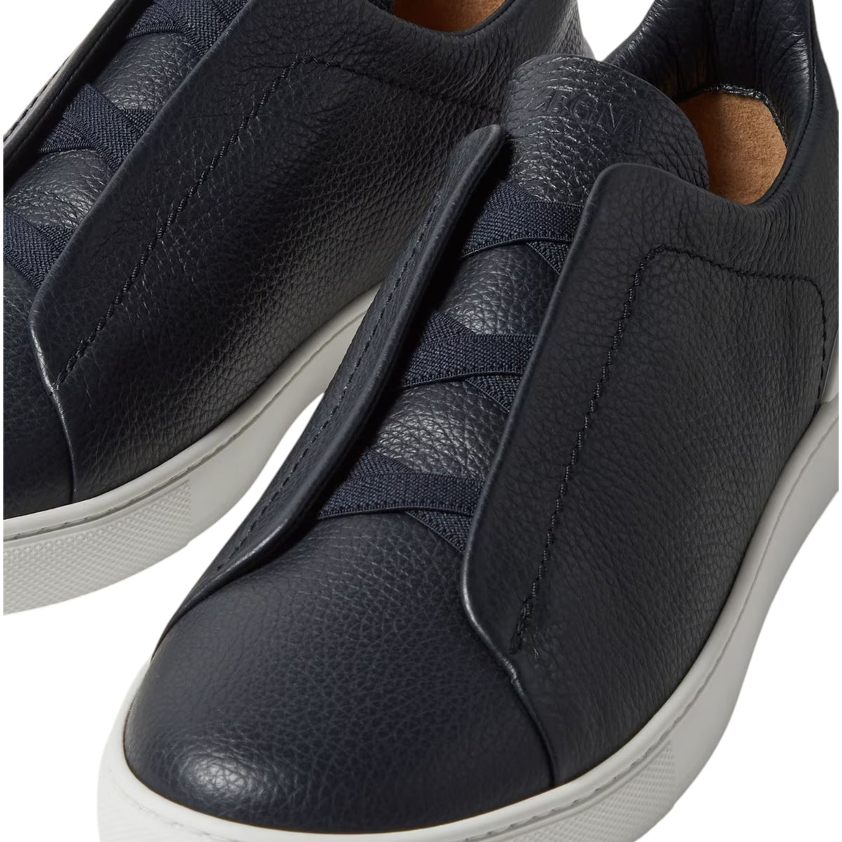 Navy Blue Leather Triple Stitch™ Sneakers