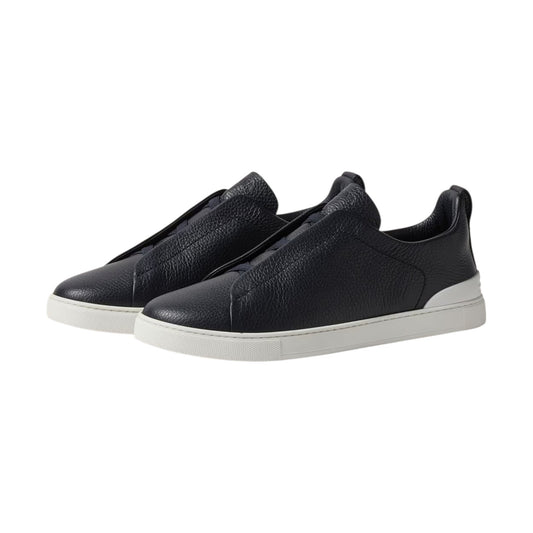 Navy Blue Leather Triple Stitch™ Sneakers