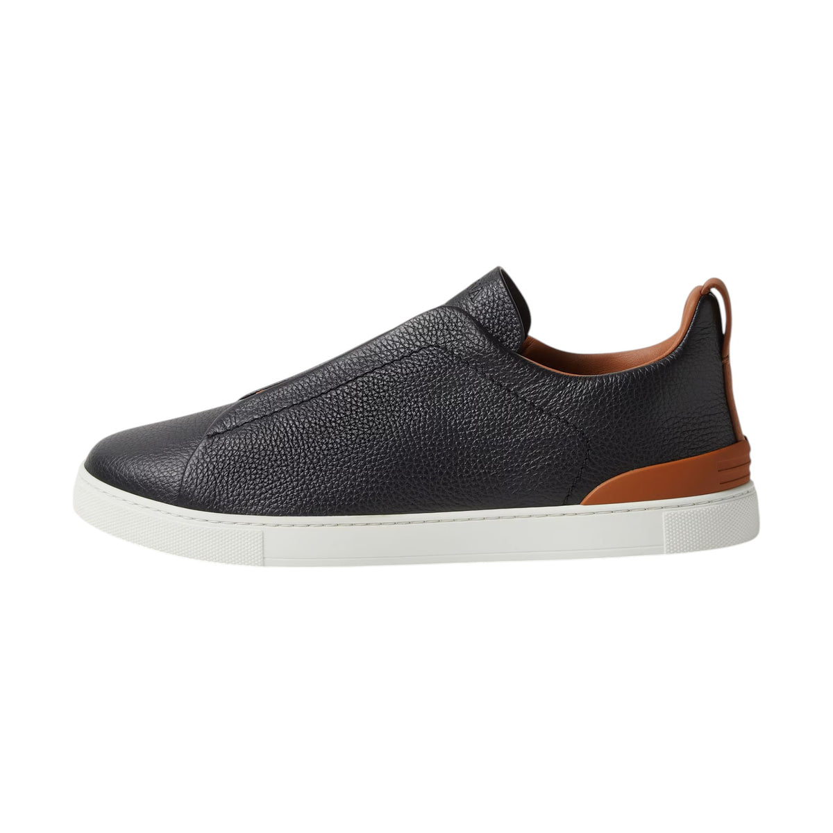 Z.E.G.N.A Black Leather Triple Stitch™ Sneakers