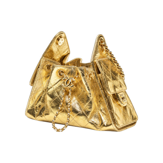 C.H.A.N.E.L 25 Metallic Calfskin & Gold-Tone Metal Gold