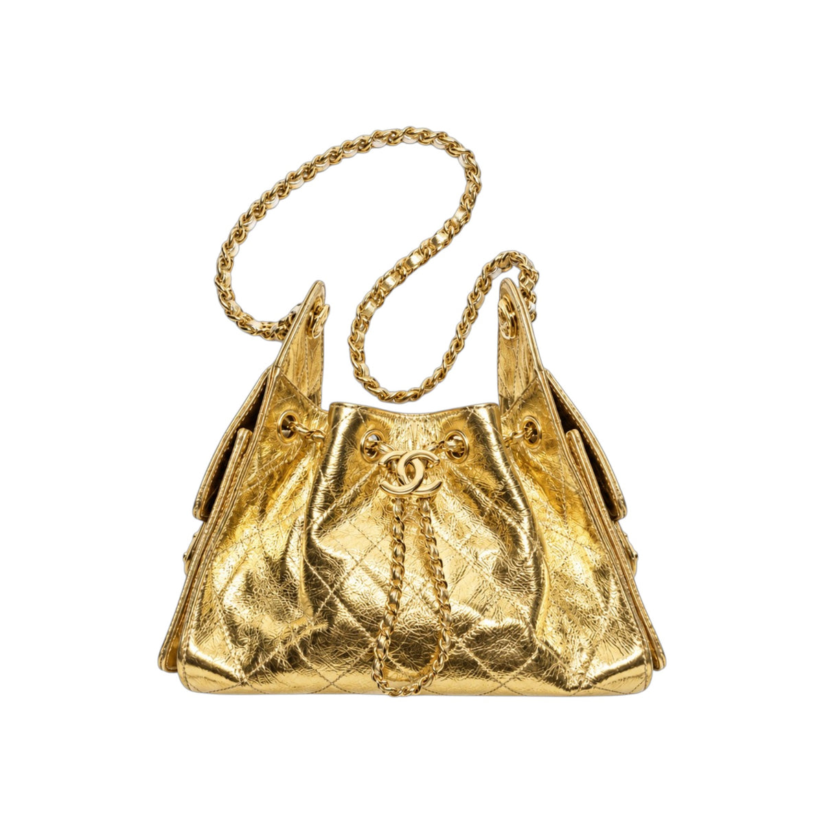 C.H.A.N.E.L 25 Metallic Calfskin & Gold-Tone Metal Gold