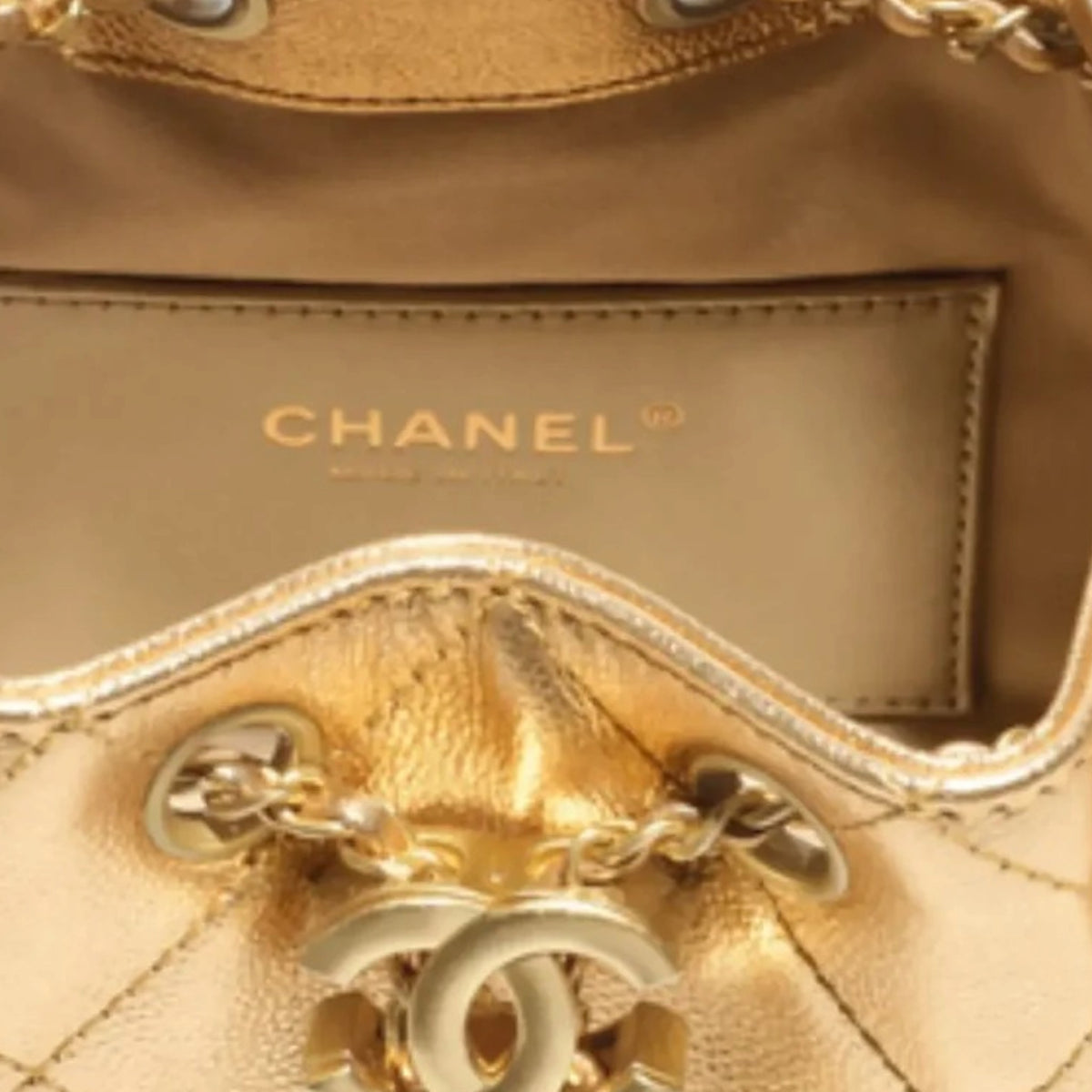 C.H.A.N.E.L 25 Metallic Calfskin & Gold-Tone Metal Gold