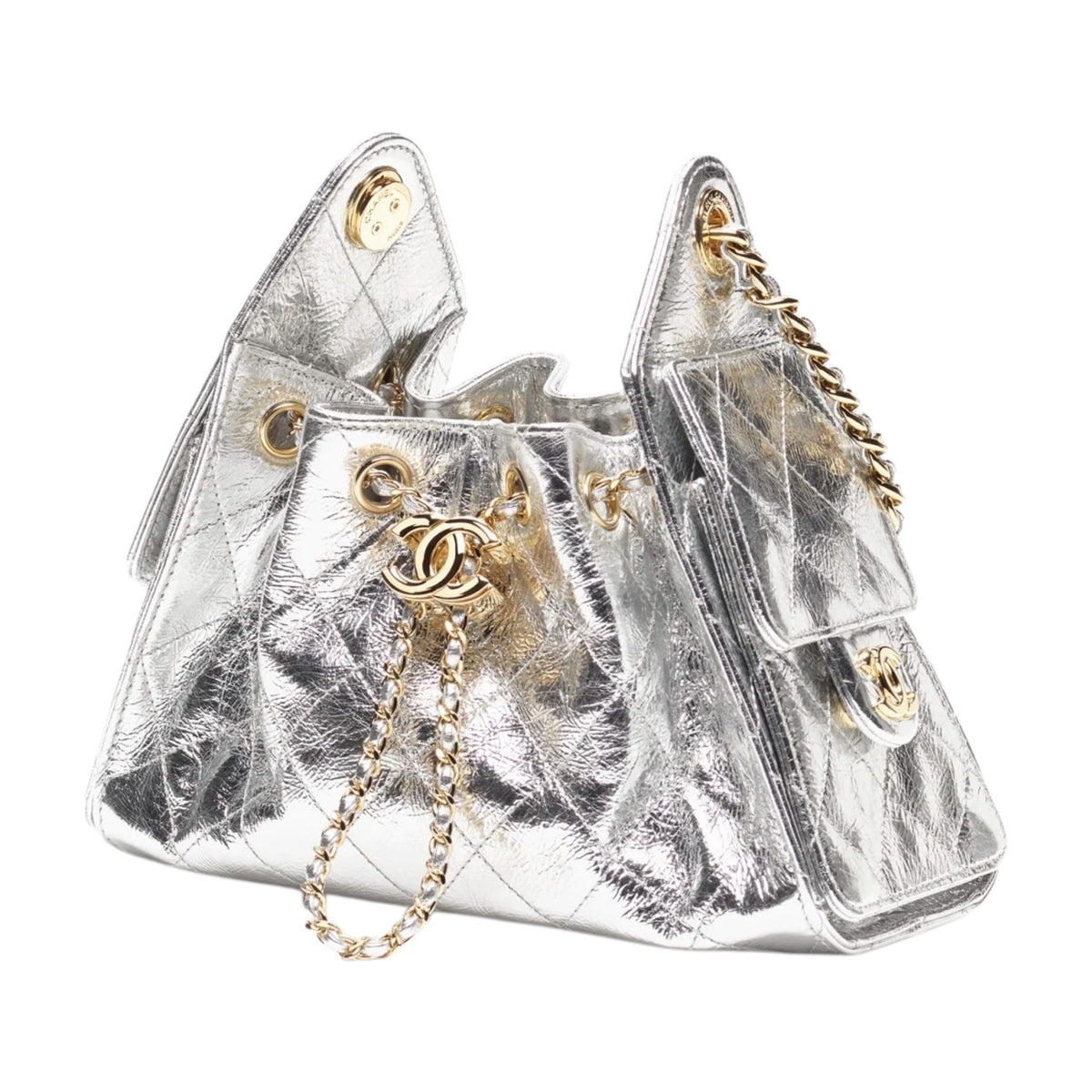 C.H.A.N.E.L 25 Metallic Calfskin & Gold-Tone Metal  Silvery