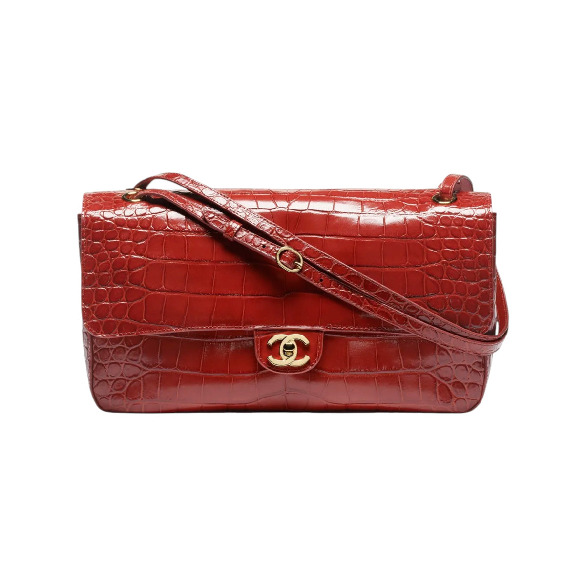 C.H.A.N.E.L Maxi Flap bag   Crocodile Embossed Calfskin & Gold-Tone Metal  Burgundy