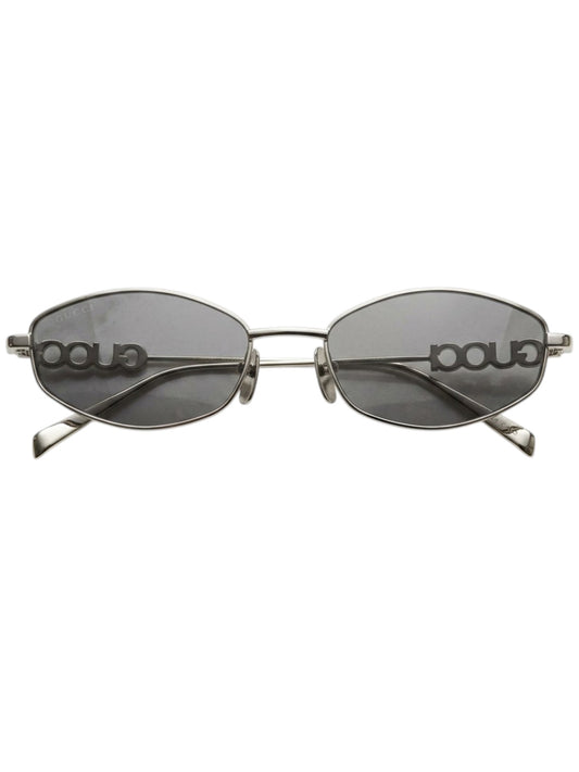 The Womens G.U.C.C.I Sunglasses GG1802S Iconic Silver Frame with Gray Lenses