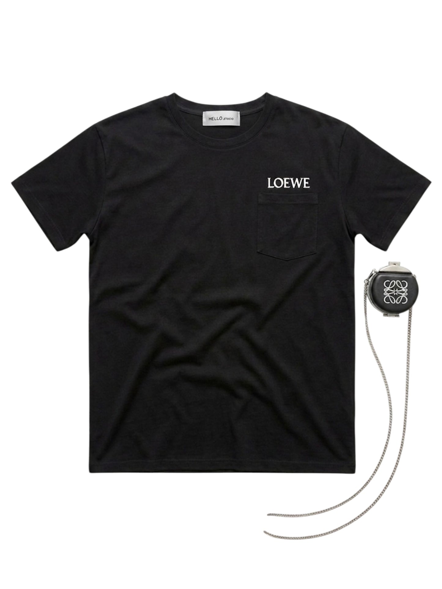 Oversized Black T-Shirt with Detachable Mini Crossbody Bag – Hello Studio x L.O.E.W.E Edition