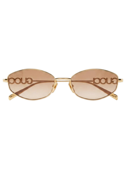 The Womens G.U.C.C.I Sunglasses GG1802S Iconic Gold Frame with Brown Lenses