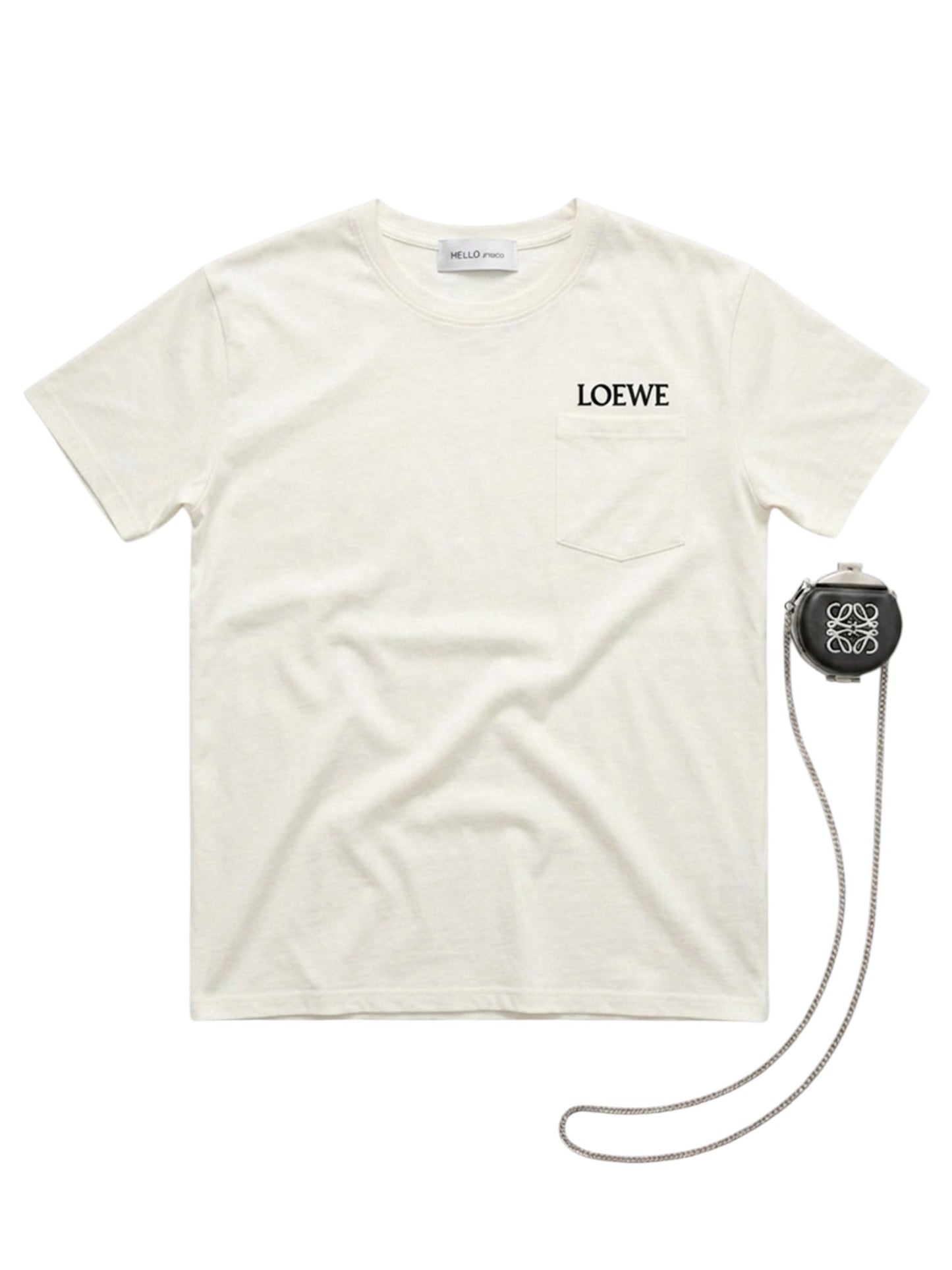 Oversized White T-Shirt with Detachable Mini Crossbody Bag – Hello Studio x L.O.E.W.E Edition