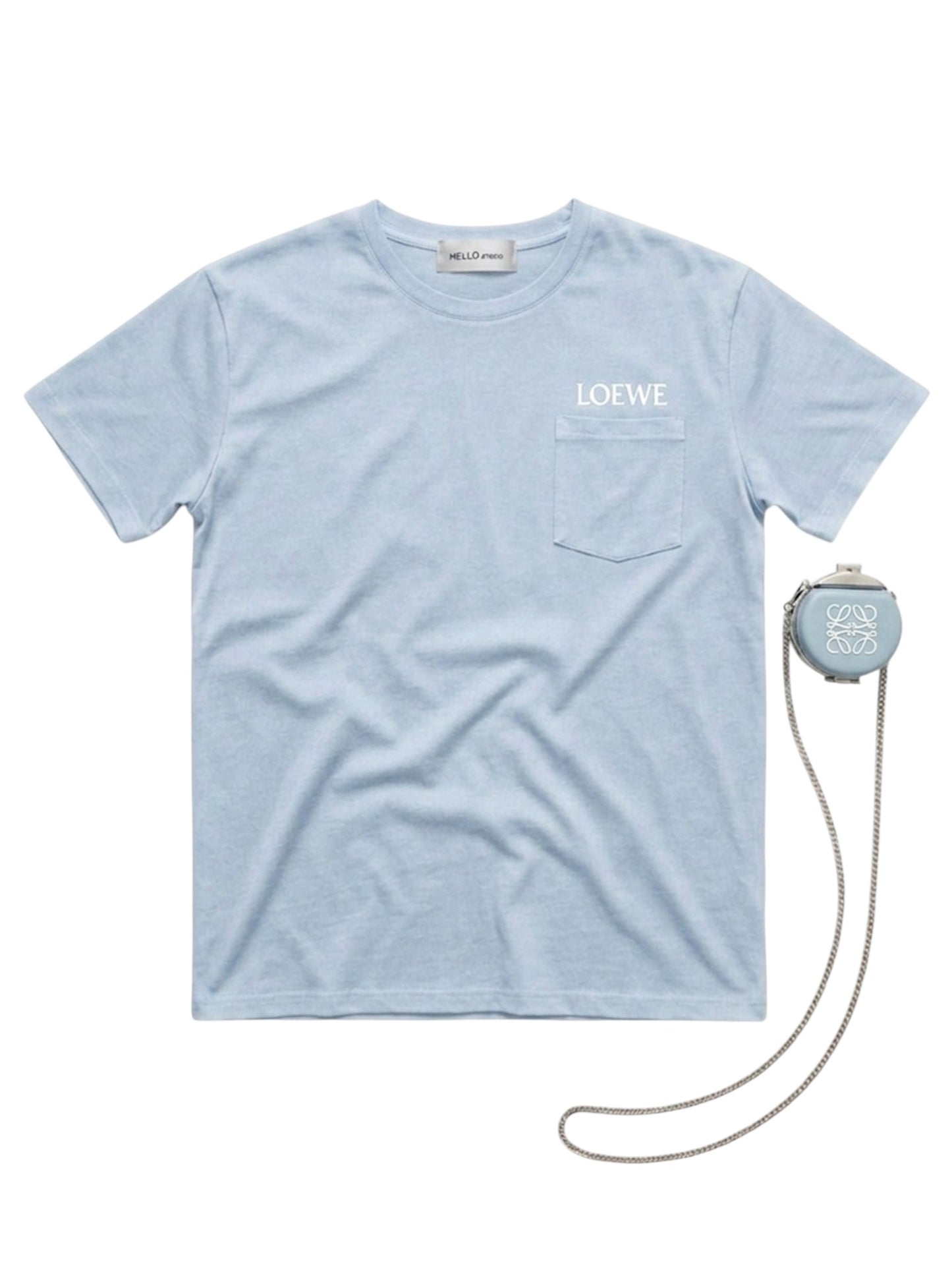 Oversized Light Blue T-Shirt with Detachable Mini Crossbody Bag – Hello Studio x L.O.E.W.E Edition