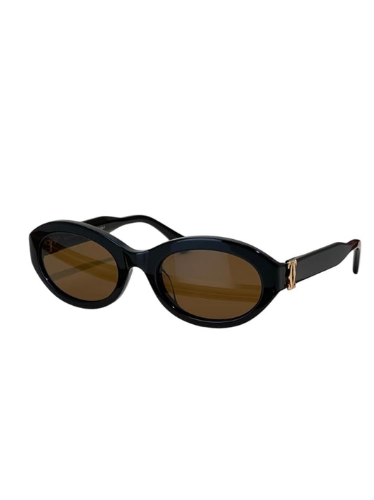 Cartier CT0588S Oval Sunglasses Black / Brown