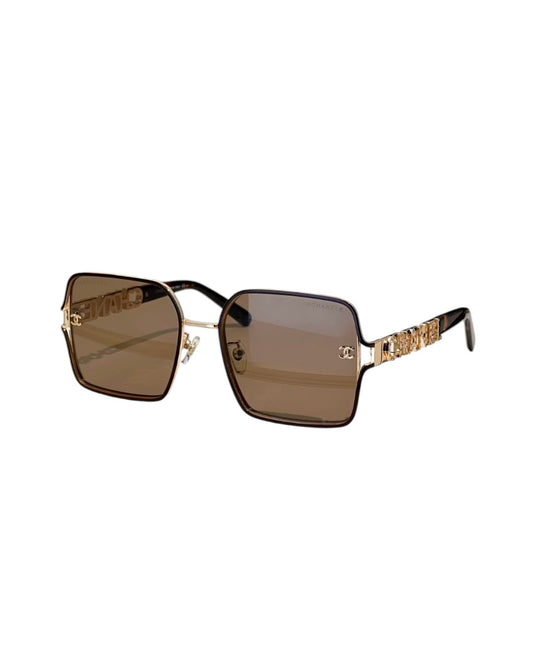C H A N E L Square Sunglasses – Gold & Tortoise with Brown Gradient Lenses