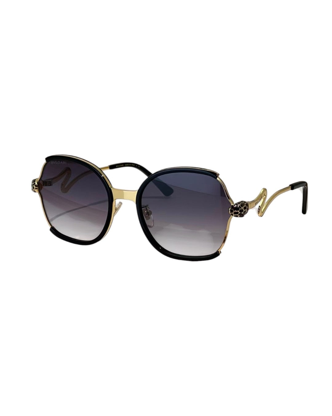 B V L G A R I  Serpenti Butterfly Sunglasses - Black Tortoise & Gold Hardware