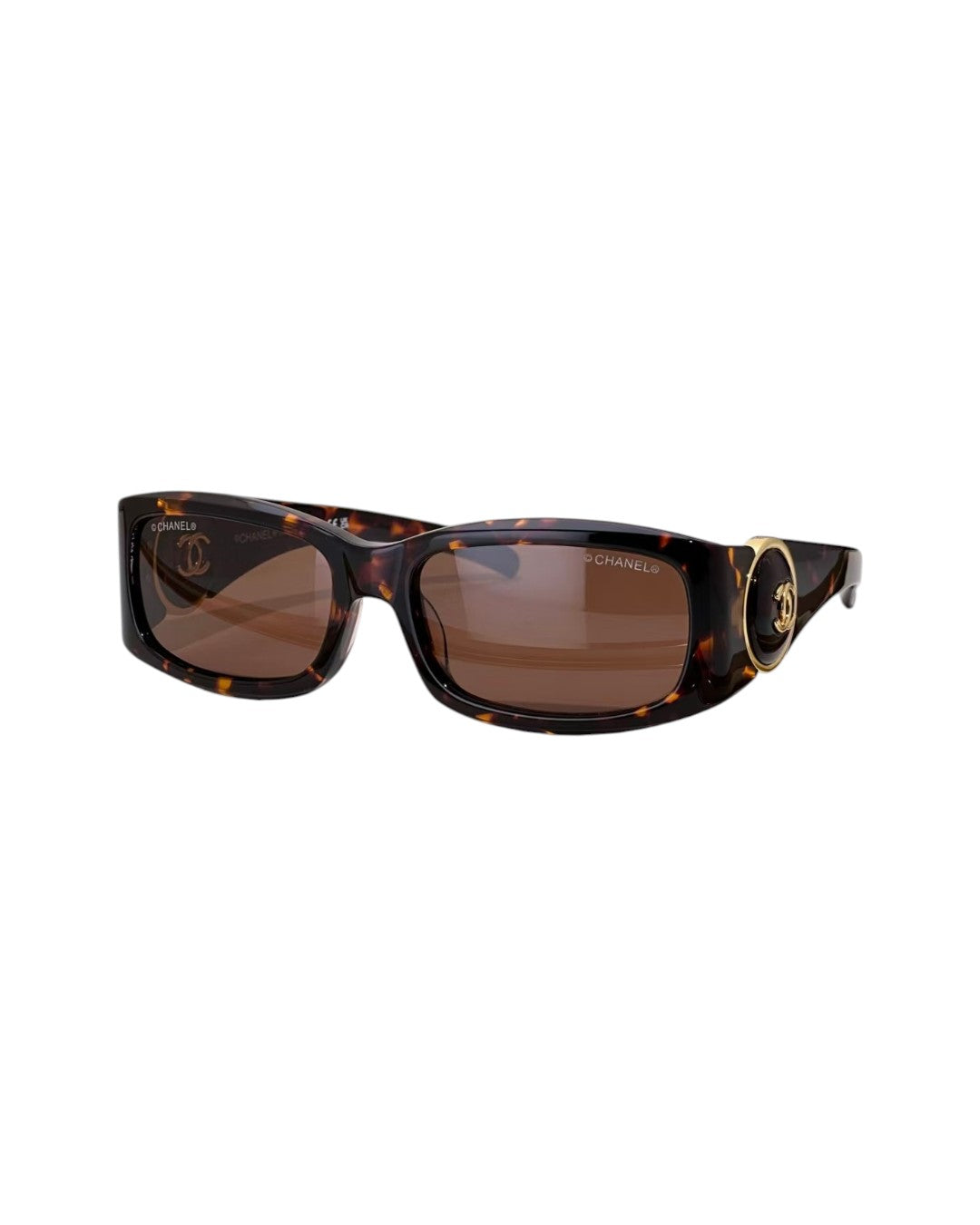 C H A N E L Rectangular Sunglasses – Dark Tortoise Shell with Brown Gradient Lenses