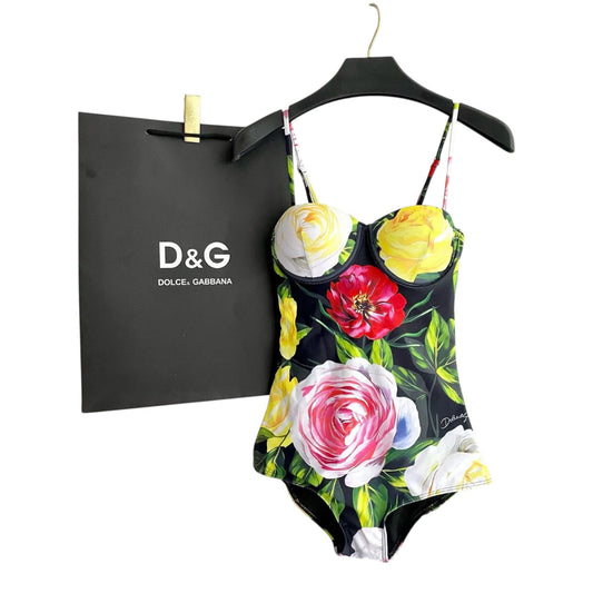 D·O·L·C·E & G·A·B·B·A·N·A | Peony and Rose Print Balconette One-Piece Swimsuit