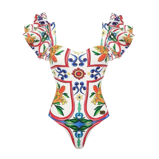 D·O·L·C·E & G·A·B·B·A·N·A Majolica Print Canvas and Leather Tote Bag
