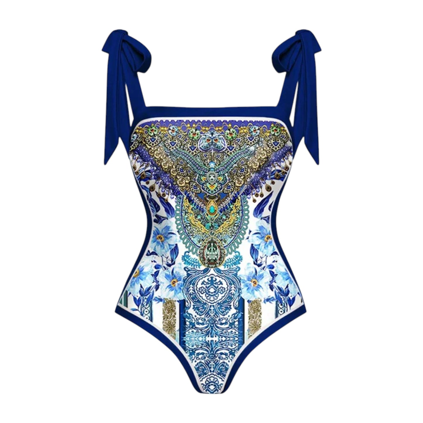 D·O·L·C·E & G·A·B·B·A·N·A Majolica Print One-Piece Swimsuit and Silk Scarf Set