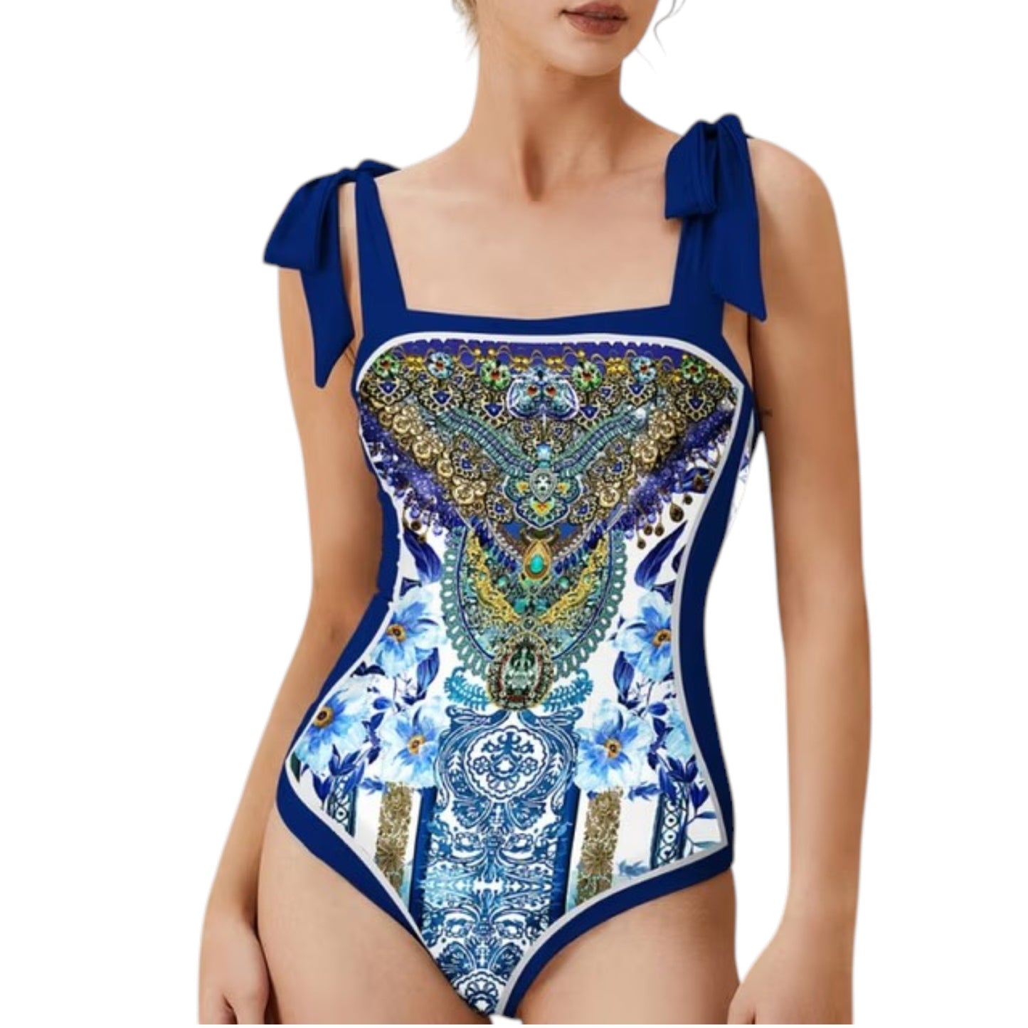 D·O·L·C·E & G·A·B·B·A·N·A Majolica Print One-Piece Swimsuit and Silk Scarf Set